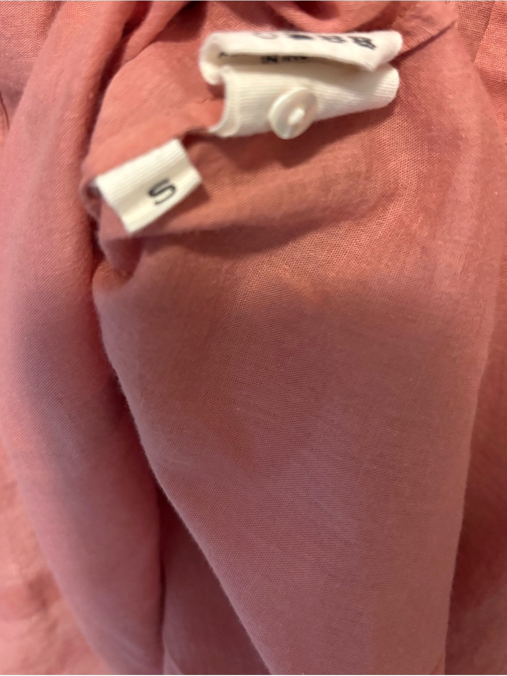 Doen pink rose cotton lightweight ruffle collar button up blouse top s small - Picture 8 of 8